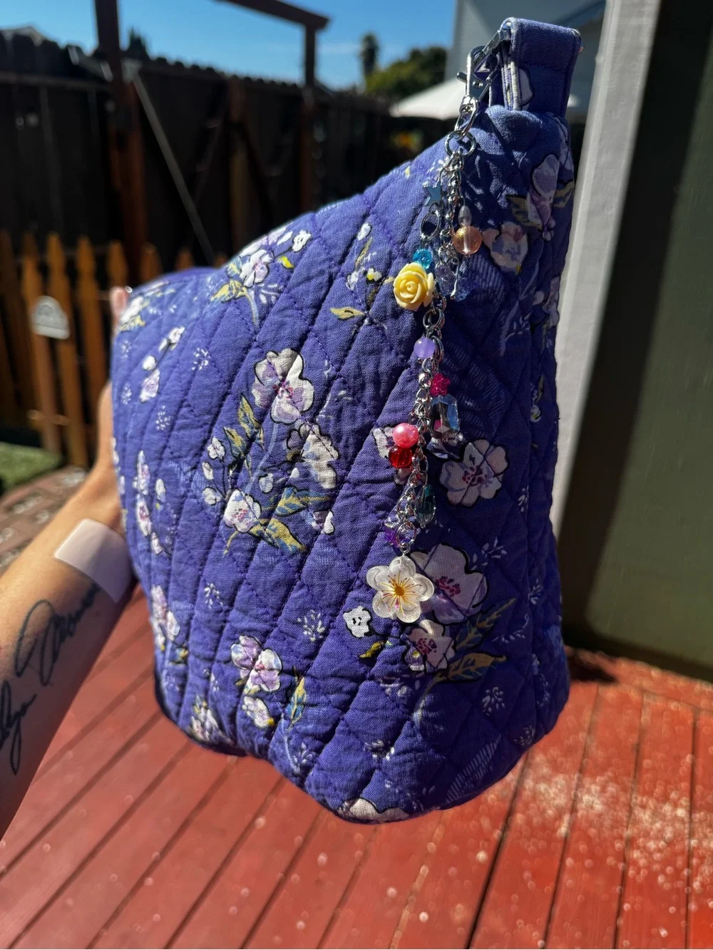 Vera Bradley Quilted Floral Shoulder Bag in Purple